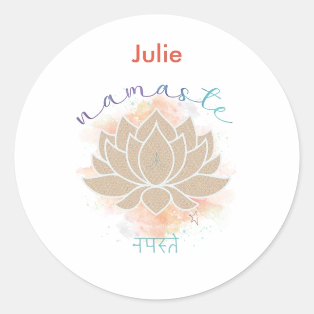 Sticker Rond Namaste et Lotus Design (Devant)