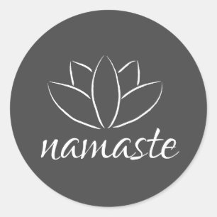 Sticker Rond Namaste Lotus Fleur Yoga manuscrit