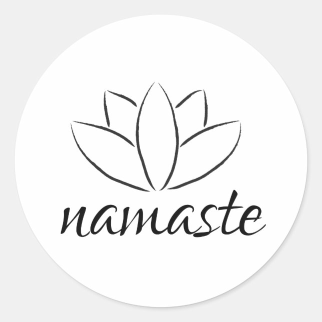 Sticker Rond Namaste Lotus Fleur Yoga manuscrit (Devant)