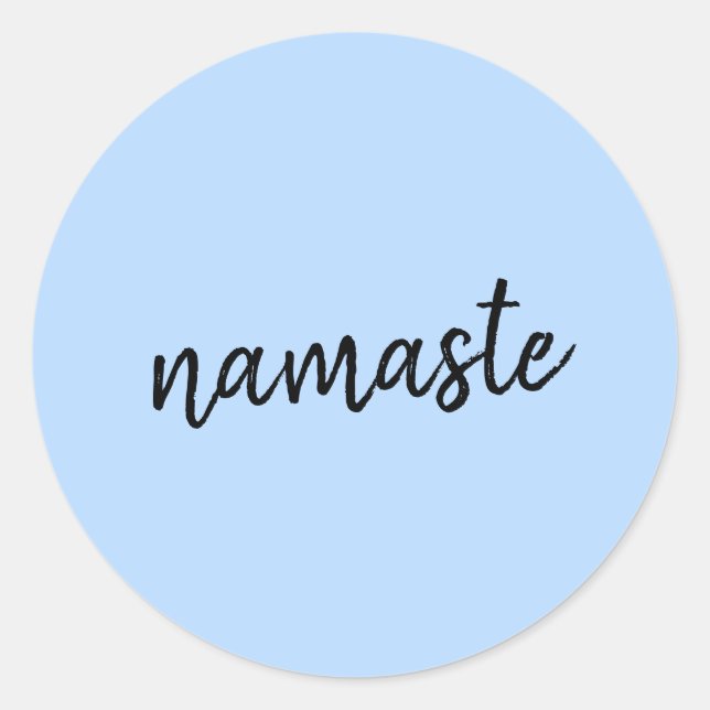 Sticker Rond Namasté | Pastel Blue Yoga Salutation spirituelle (Devant)