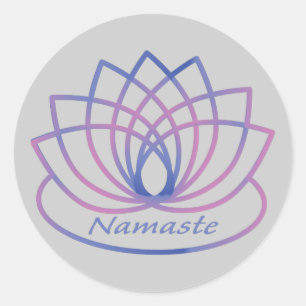 Sticker Rond Namaste Purple et Pink Lotus Flower