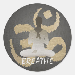 Sticker Rond Namaste Yoga Gold Om Sign Breathe