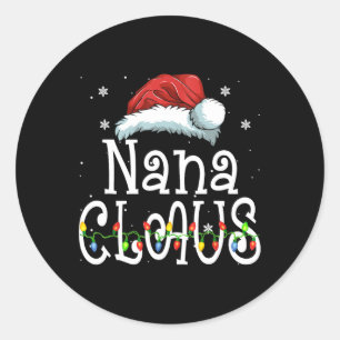 Sticker Rond Nana Claus Pajama de Noël Famille Correspondant No