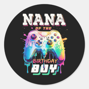 Sticker Rond Nana du garçon d'anniversaire jeu vidéo de corresp
