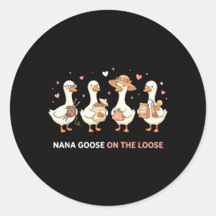 Sticker Rond Nana Oie Drôle Grand-mère Mimi Amoureuse de Canard