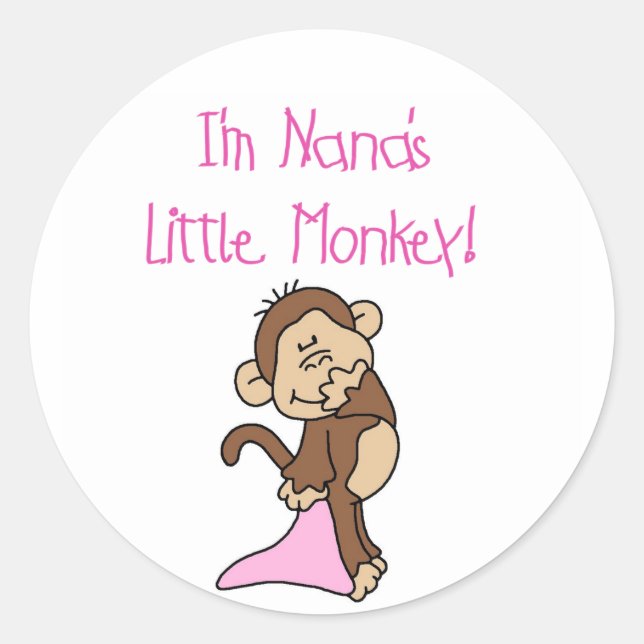 Sticker Rond Nana's Monkey - T-shirts et cadeaux roses (Devant)
