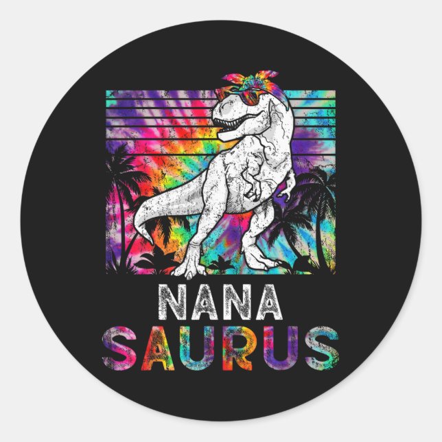 Sticker Rond Nanasaurus Dinosaur Nana Saurus Famille Correspond (Devant)