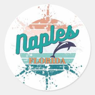 Sticker Rond Naples Florida Retro Vintage Explosion coucher de 