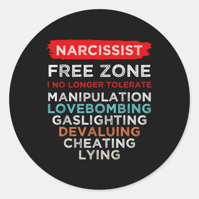 Sticker Rond Narcissiste Narcissiste Zone libre Sensibilisation (Devant)