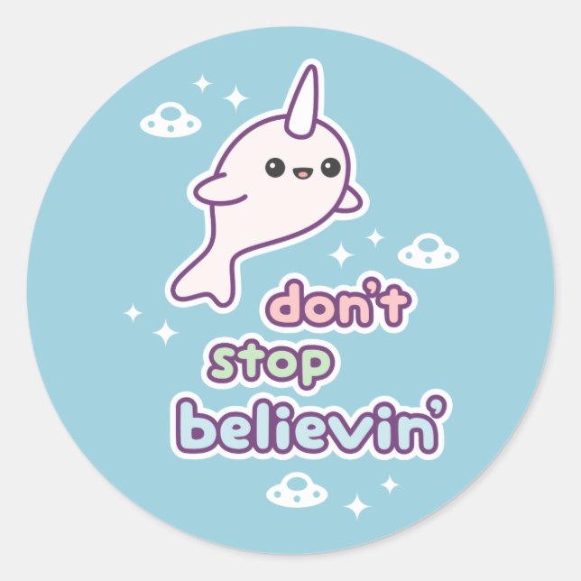 Sticker Rond Narwhal avec OVNI (Devant)