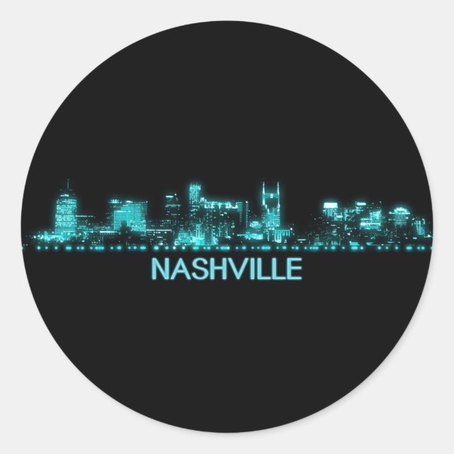 Sticker Rond Nashville Skyline (Devant)
