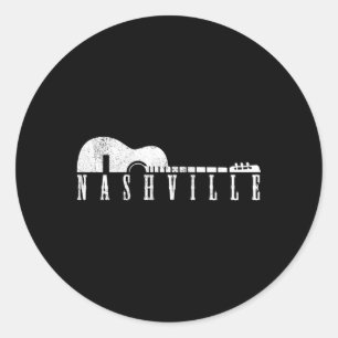 Sticker Rond Nashville Tennessee Country Music City Guitare