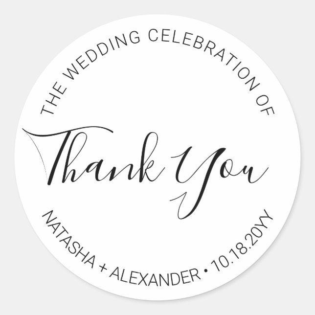 Sticker Rond Natasha Script manuscrit Mariage Favoriser Merci (Devant)