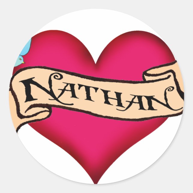 Sticker Rond Nathan - T-shirts et cadeaux personnalisés en tato (Devant)