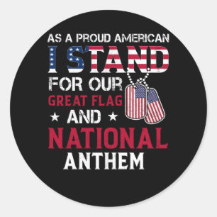 Sticker Rond National Anthem - Usa Flag Design