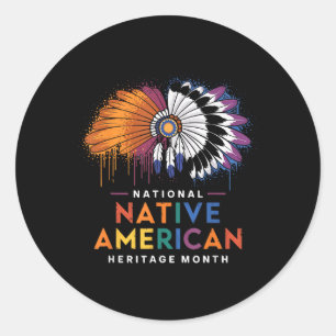 Sticker Rond National Native American Heritage Moth Heart