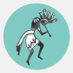 Sticker Rond Native Americans Culture - Dancing Kokopelli 1