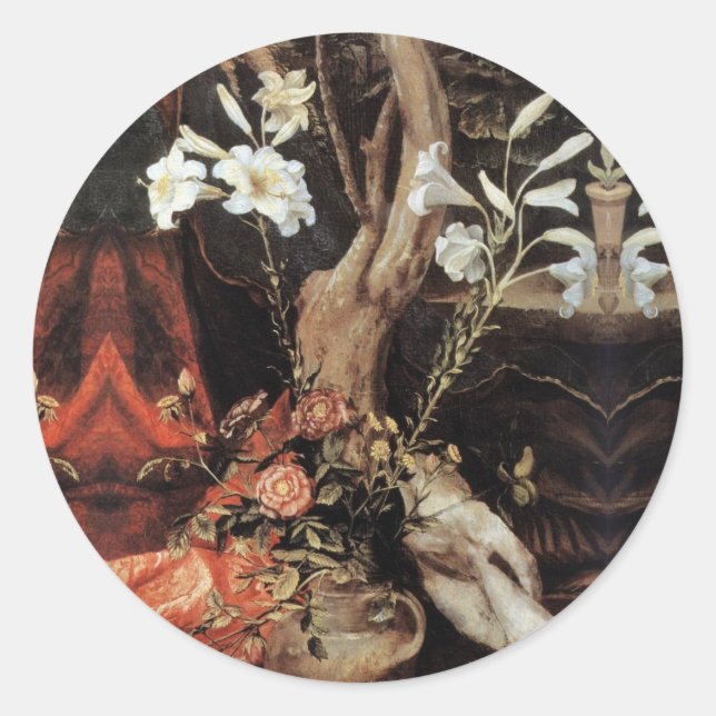 STICKER ROND NATIVITÉ AVEC DES LILLES BLANCHES - MAGIE DE NOËL (Devant)