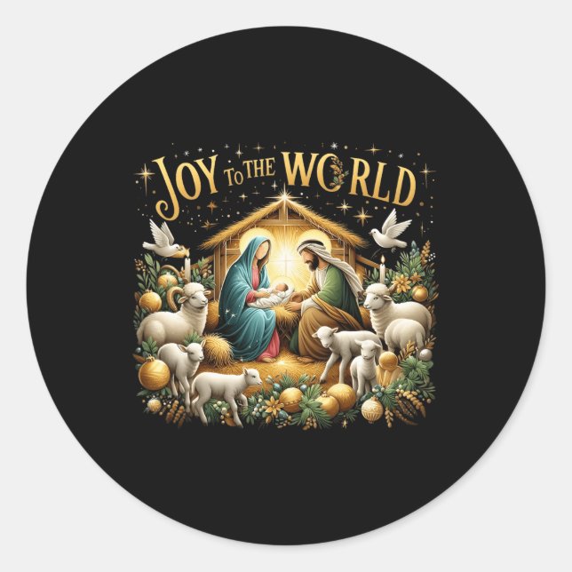 Sticker Rond Nativité De Noël Naissance Chrétienne De Jésus Joi (Devant)