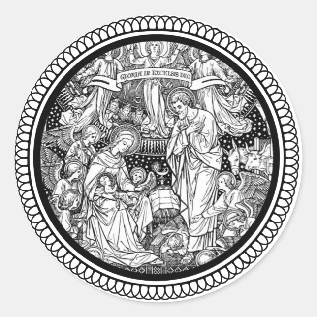 Sticker Rond Nativité de Noël Naissance de Jésus Marie Joseph (Devant)