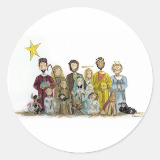 Sticker Rond Nativité Noël