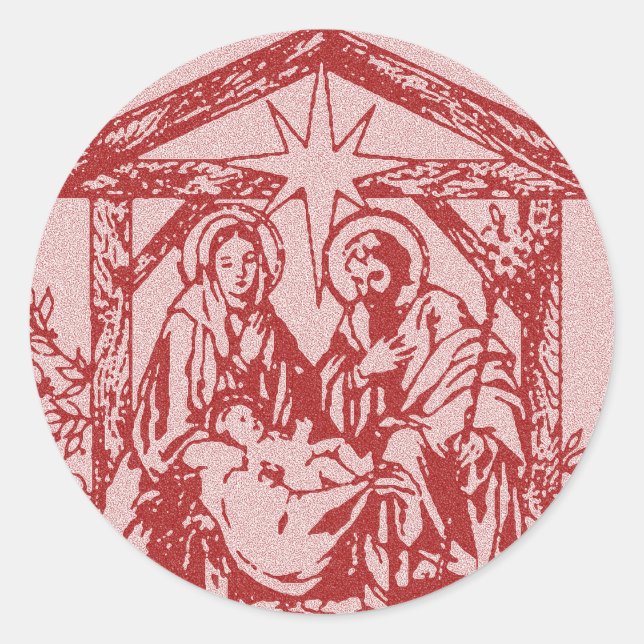Sticker Rond Nativité rouge (Devant)