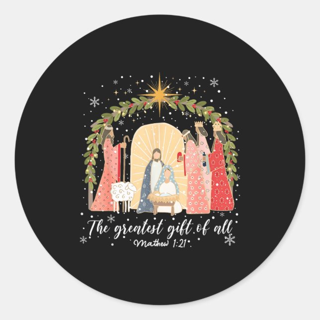 Sticker Rond Nativity Christmas Baby Jesus Christian Greatest O (Devant)
