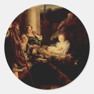 Sticker Rond Nativity - Holy Night - Correggio