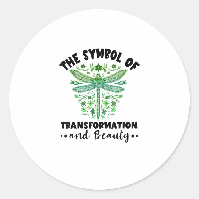 Sticker Rond Nature Insect Dragonflies Transformation Beauty Dr (Devant)