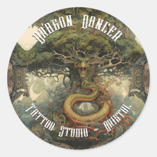 Sticker Rond Nature magique Japonais Bonsai Tree Dragon