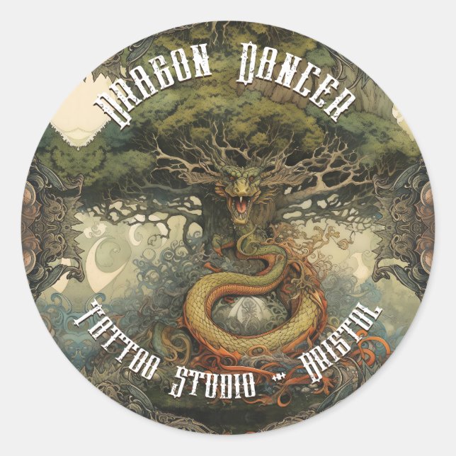 Sticker Rond Nature magique Japonais Bonsai Tree Dragon (Devant)