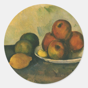 Sticker Rond Nature morte aux pommes de Paul Cezanne