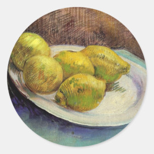 Sticker Rond Nature morte Citrons sur une assiette par Vincent 