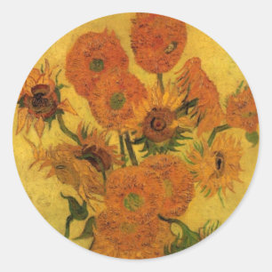 Sticker Rond Nature morte de Vincent van Gogh Vase avec 15 tour