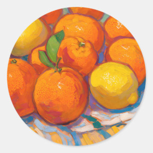 Sticker Rond Nature morte Oranges Citrons
