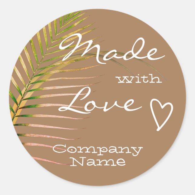 Sticker Rond Nature Terre Tone Palm Tree Leaf Fabriqué avec amo (Devant)