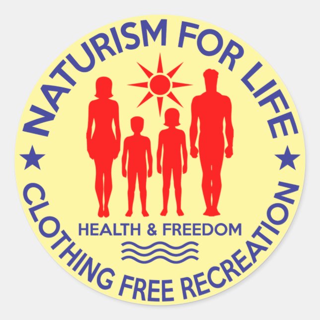 Sticker Rond Naturiste - Le Naturisme Pour La Vie (Devant)