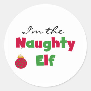 Sticker Rond Naughty Elf