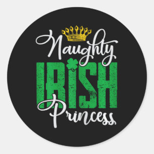 Sticker Rond Naughty Irish Princess St Patrick's Day Irlande