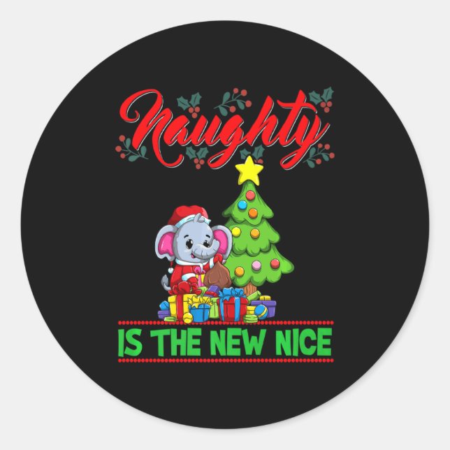Sticker Rond Naughty Is The New Nice Christmas Santa Xmas Premi (Devant)