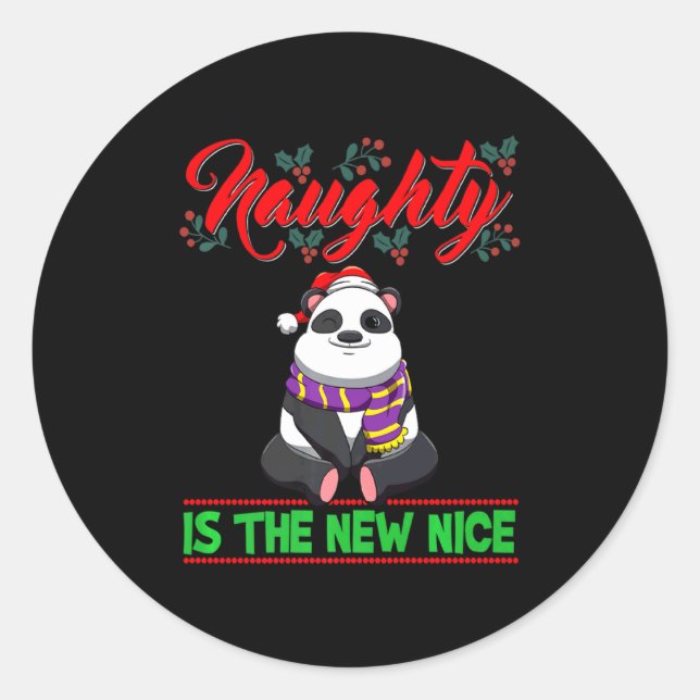 Sticker Rond Naughty Is The New Nice Christmas Santa Xmas Premi (Devant)