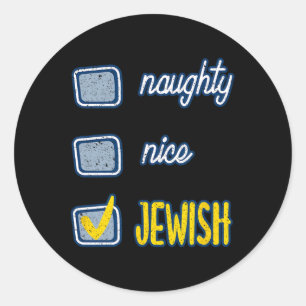 Sticker Rond Naughty Jewish Ugly Hanukkah Sweater Chanukah