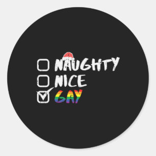 Sticker Rond Naughty Nice Gay Rainbow Funny Gay pride Lgbt Chri