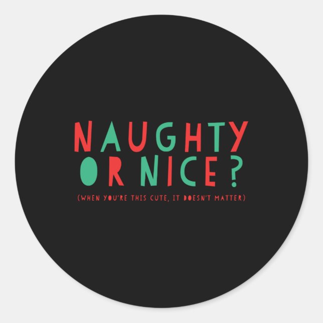 Sticker Rond Naughty Or Nice Holiday Toddler T Shirt  (Devant)