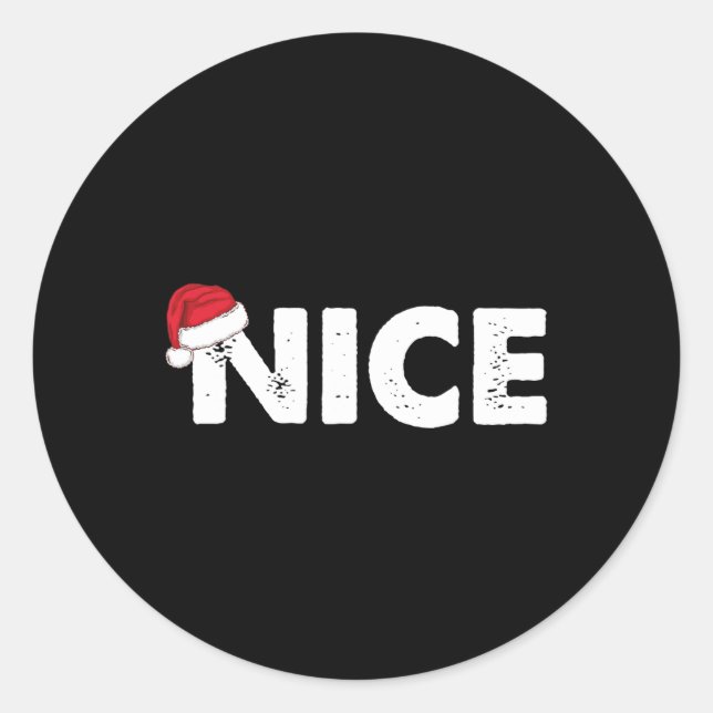 Sticker Rond Naughty Ou Nice À Jouer Noël (Devant)