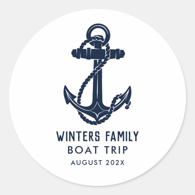 Sticker Rond Nautical Anchor Family Boat Trip Custom (Devant)