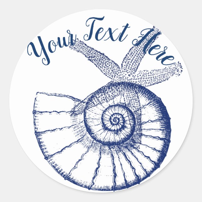 Sticker Rond Nautilus Coquille et Starfish Marine Life Personna (Devant)