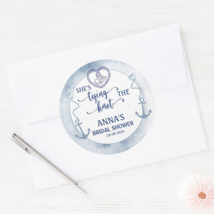 Sticker Rond Nautique Elle Attache le Nœud Réception de Mariage