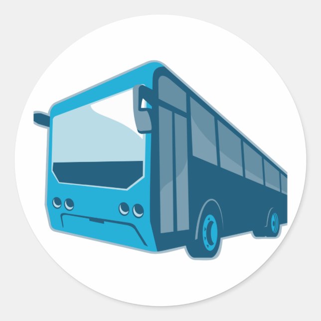 Sticker Rond navette touristique autocar retro (Devant)