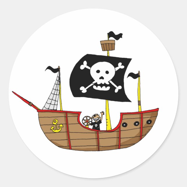 Sticker Rond Navire pirate (Devant)